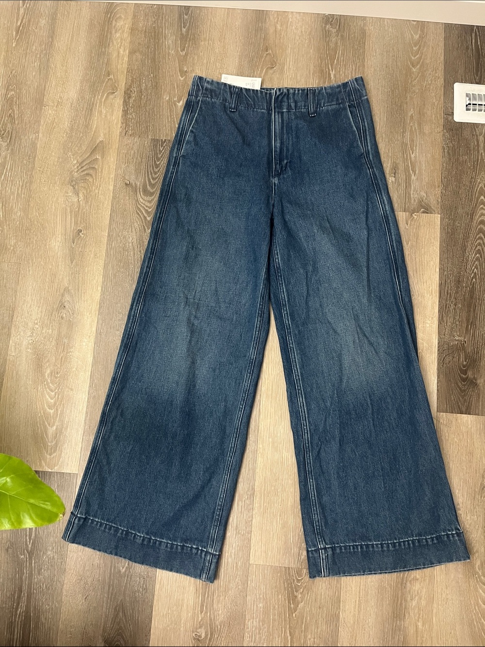 H&M Wide High-Waist Denim Jeans in Dark Blue
